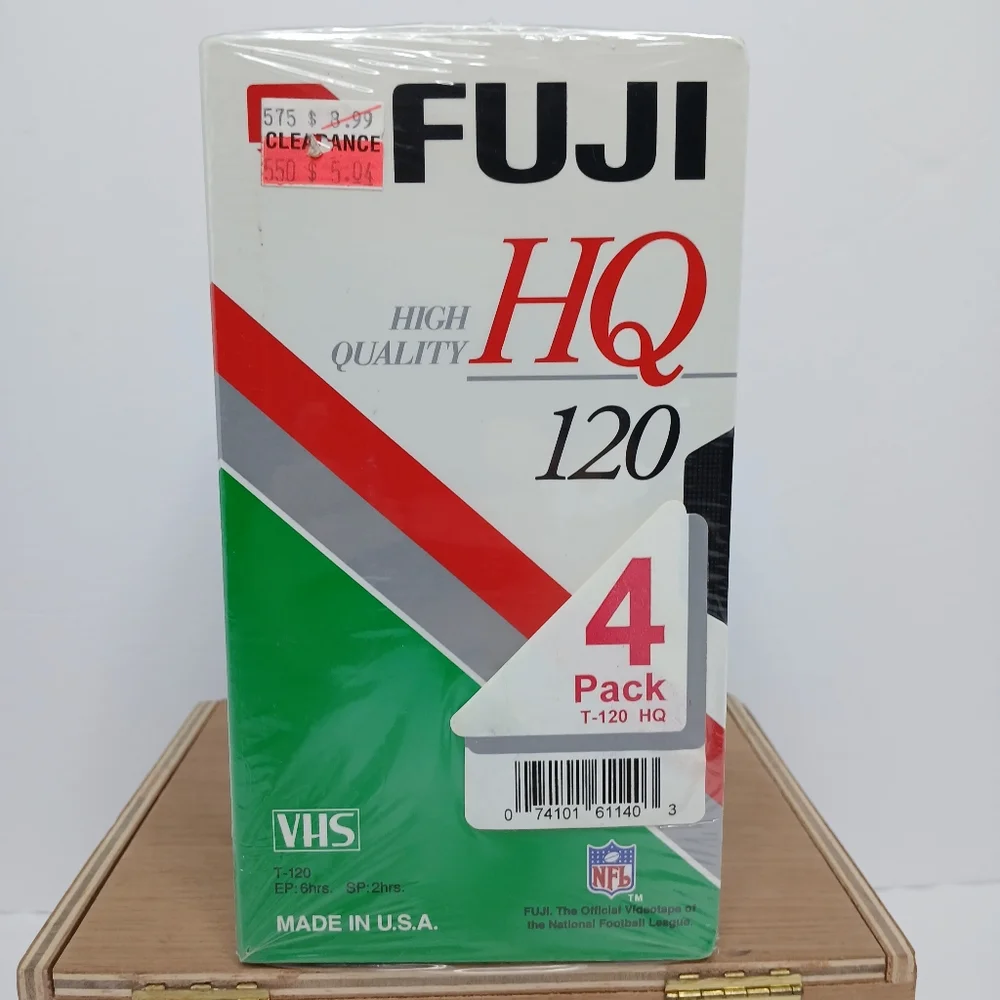 FUJI Film HQ High Quality 120 Min Blank VHS Tapes 4-Pack Factory Sealed